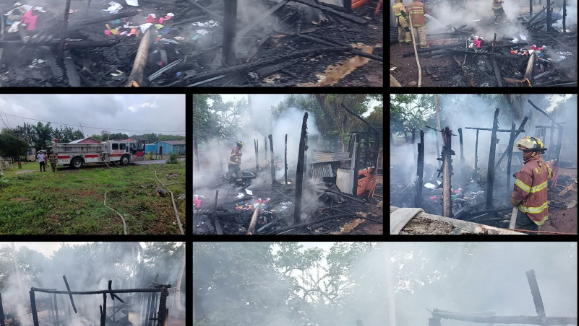 Vivienda en llamas en el Distrito Municipal El Puerto, Trini perdió su hogar