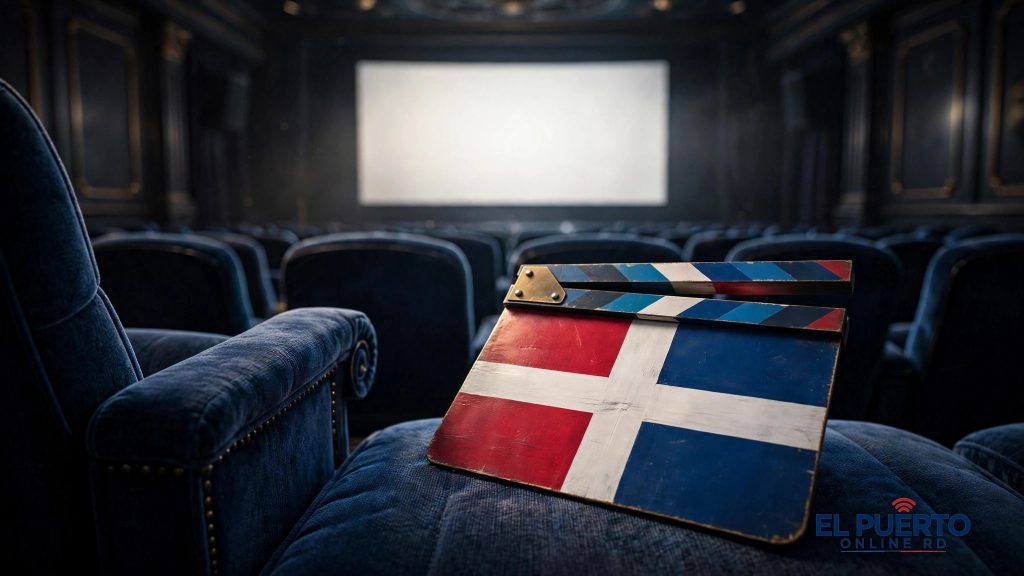 Sala de cine con butacas rojas y proyector cinematográfico