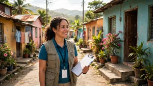 Encuestador de la ONE visitando una vivienda durante la ENHOGAR-2026