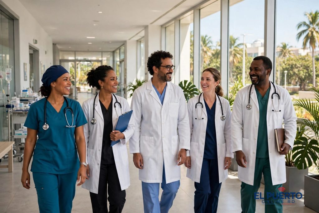 Médicos y enfermeras en un hospital público dominicano